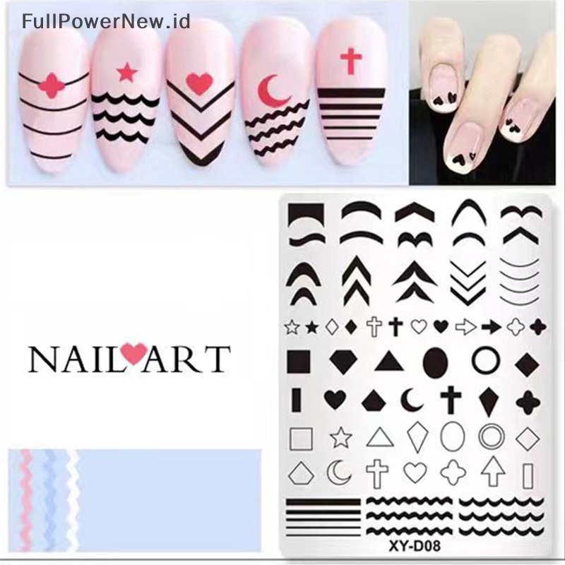 Power Nail Art Stamping Plates Gambar Stamp Template Flower Grid Charm Cetakan Tools ID