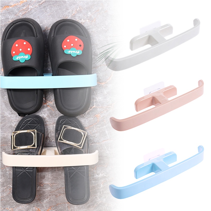 Baru Warna Permen Yang Dipasang Di Dinding Rak Penyimpanan Sepatu Nyaman Bebas Pukulan Handuk Sandal Saluran Rak Kamar Mandi Atur Persediaan