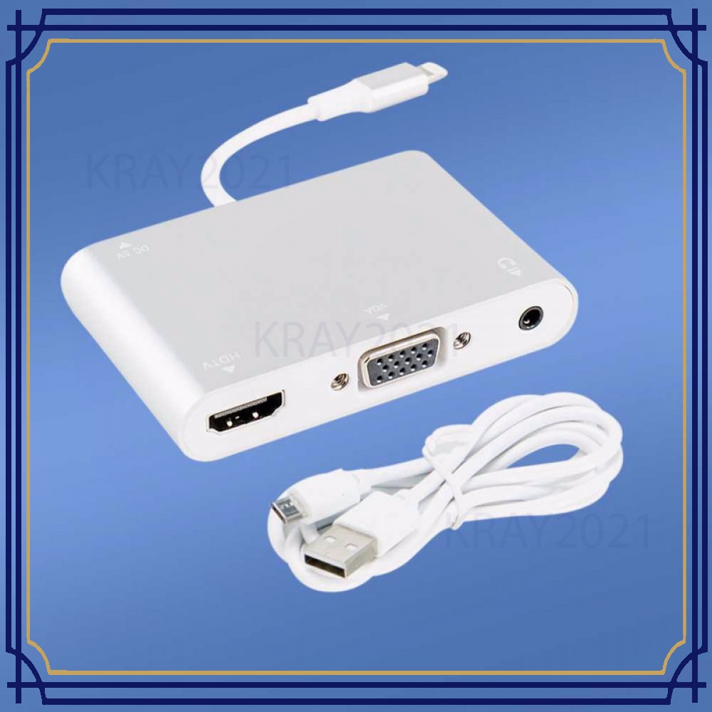 Adaptor Converter Lightning to HDMI VGA with Audio Port -CV747