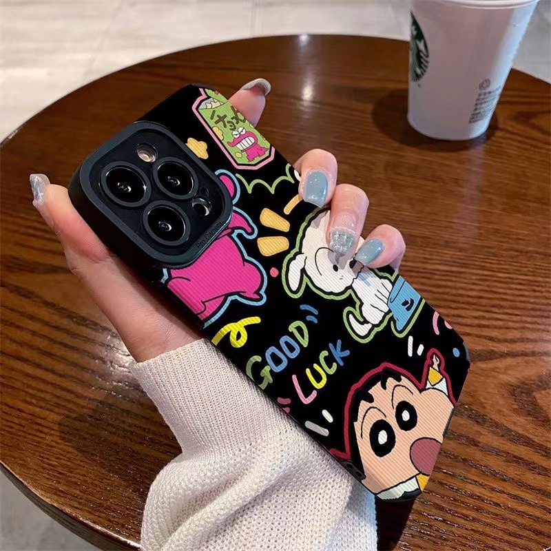 All New So Cute Crayon Shin-chan Leather Soft Case IPhone 7 Plus 8 Plus X XS XR XS Max 11 13 12 14 PRO Max 14 Plus SE Mini Phone Case Girl Girl Women's Fashion