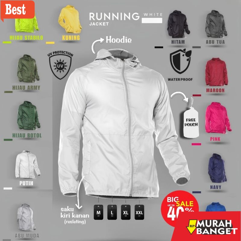Jaket parasut pria terbaru- Jaket Olahraga Pria Wanita Sepeda Lari Running Pembakar Lemak Original P