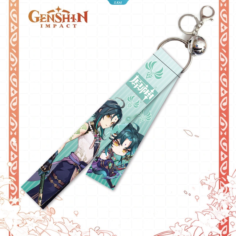 Genshin Impact Wander-Scaramouche Kamisato Ayaka Klee Nahida Ganyu Kartun Anime Lanyard Bell Key Aksesoris Gantungan Kunci Siswa [ZK]