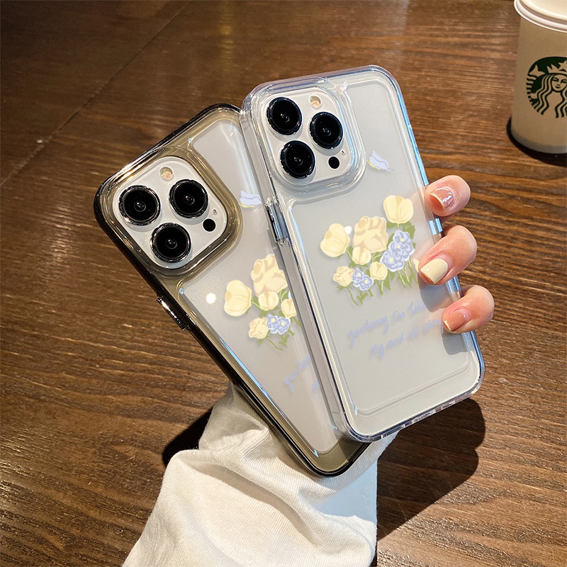 Casing Kupu-Kupu Bunga Untuk IPhone Kompatibel6 7 8 6Plus 7Plus 8Plus 11 14 Pro Max X XS XR 11 12 13 14 Pro Pro Max SE 2020 2022 Plating Electroplated Buttons Shockproof Cover