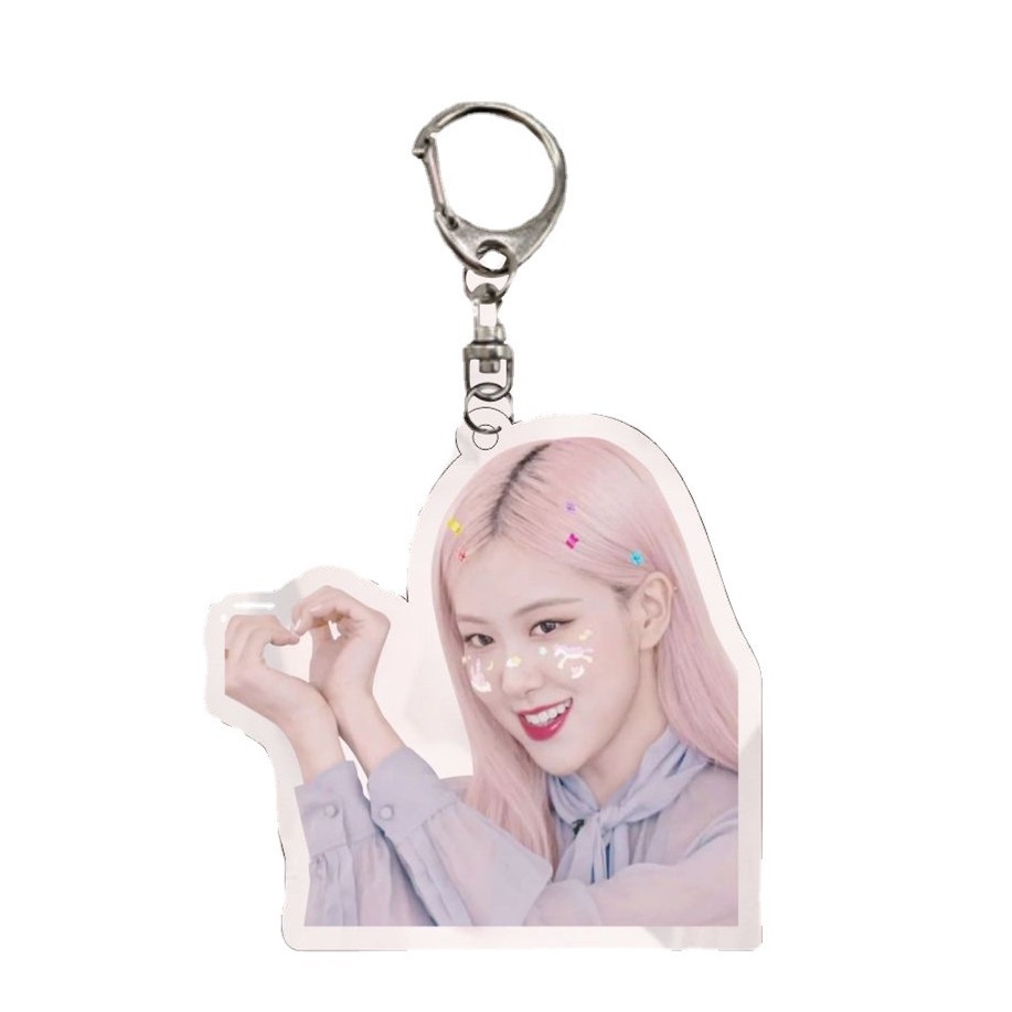 1pc ROSE Black-Pink Gantungan Kunci Akrilik Black Pink Park Chaeyoung Key Ring Gantung Atas