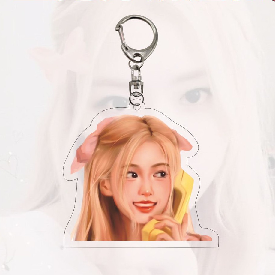 1pc ROSE Black-Pink Gantungan Kunci Akrilik Black Pink Park Chaeyoung Key Ring Gantung Atas