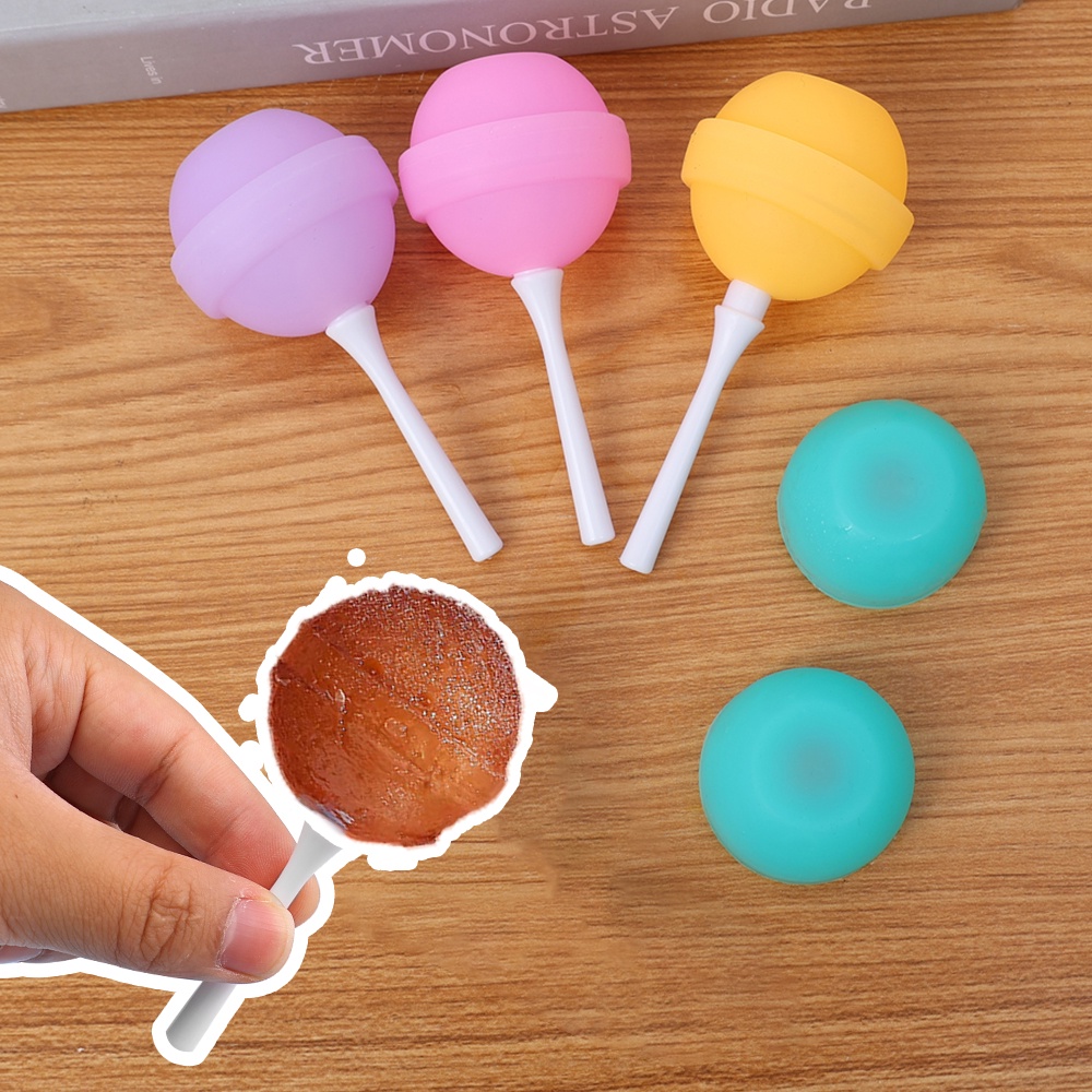 [Fitur] Cetakan Es Hoki Lolipop Enak/Cetakan Pembekuan Bola Jus Warna-Warni/Easy-demoulding Ice Ball DIY Cup/Popsicle Sphere Silicone Box with Stick