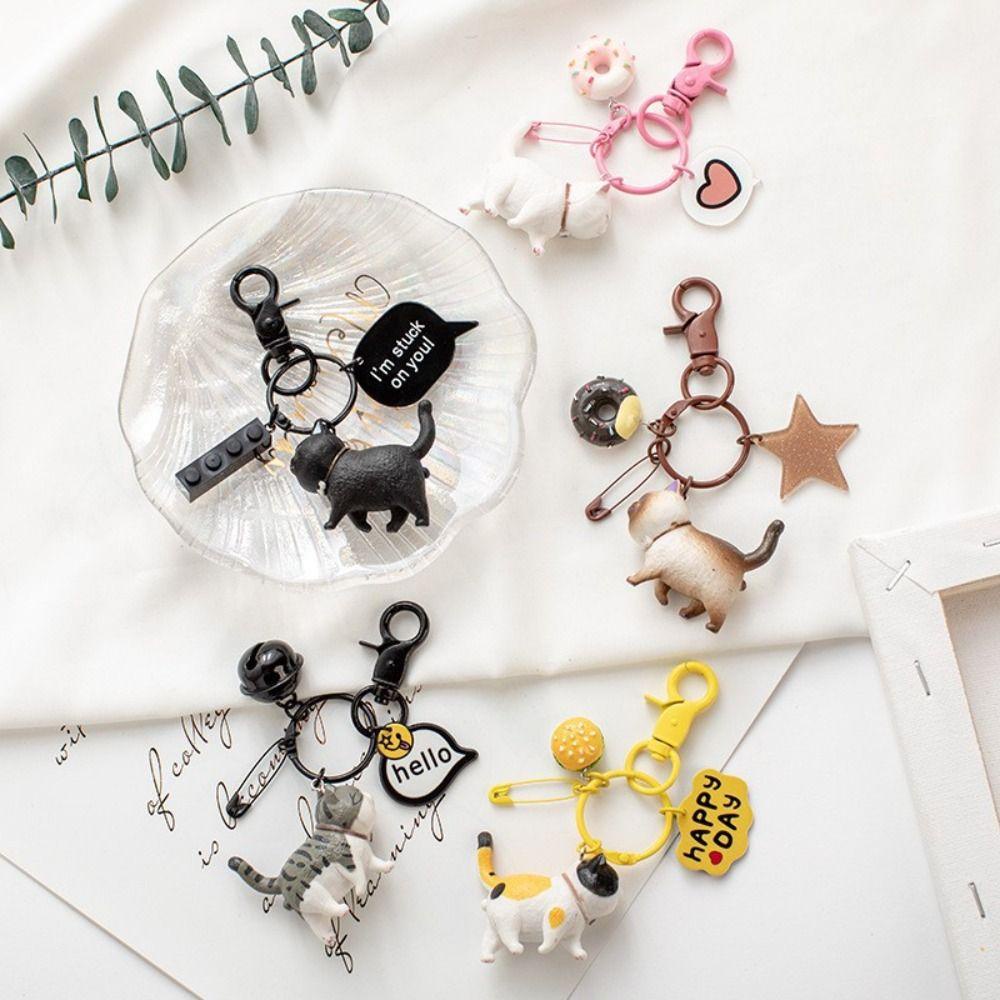 Needway Gantungan Kunci Kucing Animal Car Hanging Key Chain Gantungan Kunci Mobil Kitten Car Key Holder Untuk Hadiah DIY