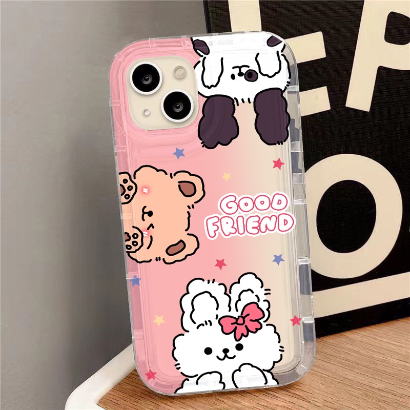 IPHONE Casing Kelinci Anjing Lucu Kompatibel Untuk Iphone7Plus8Plus6Plus11 14 13 12 Pro MAX XR X XS MAX SE Airbag Shockproof Cover