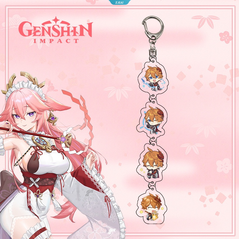 Genshin Impact Mona Aether Yae Miko Keqing Hu Tao Yun Jin Kamisato Ayaka Gantungan Kunci Ransel Charm Siswa Q Versi4 String Bag Charm [ZK]