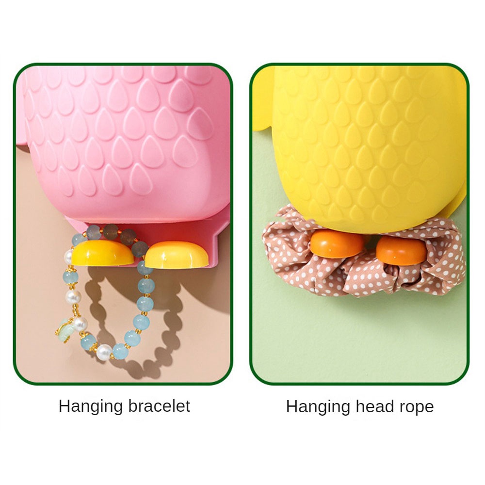 ღ Chick Shaped Wall Mounted Rack Cartoon Remote Storage Box Rumah Dapur Kamar Mandi Rak Penyimpanan Kreatif Gratis Punching Drain Holder