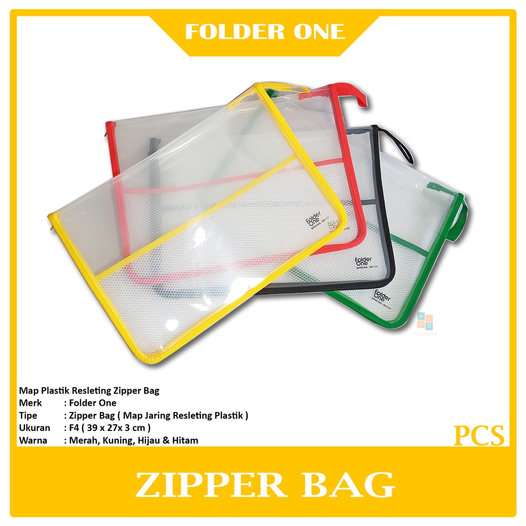 

FOLDER ONE - Zipper Bag Map Plastic Ukuran Folio - Pcs