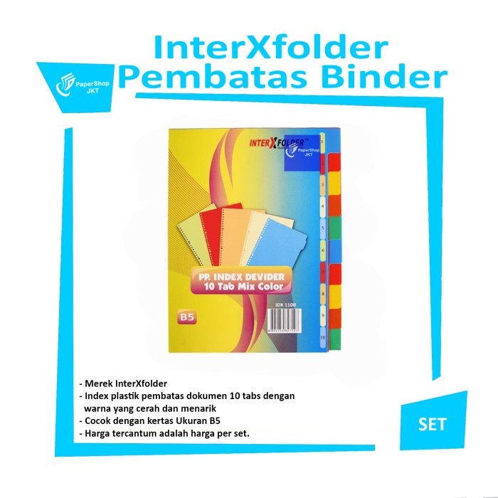 

INTERXFOLDER Index Divider B5 10 Tab - Pembatas Binder Note [ SET ]