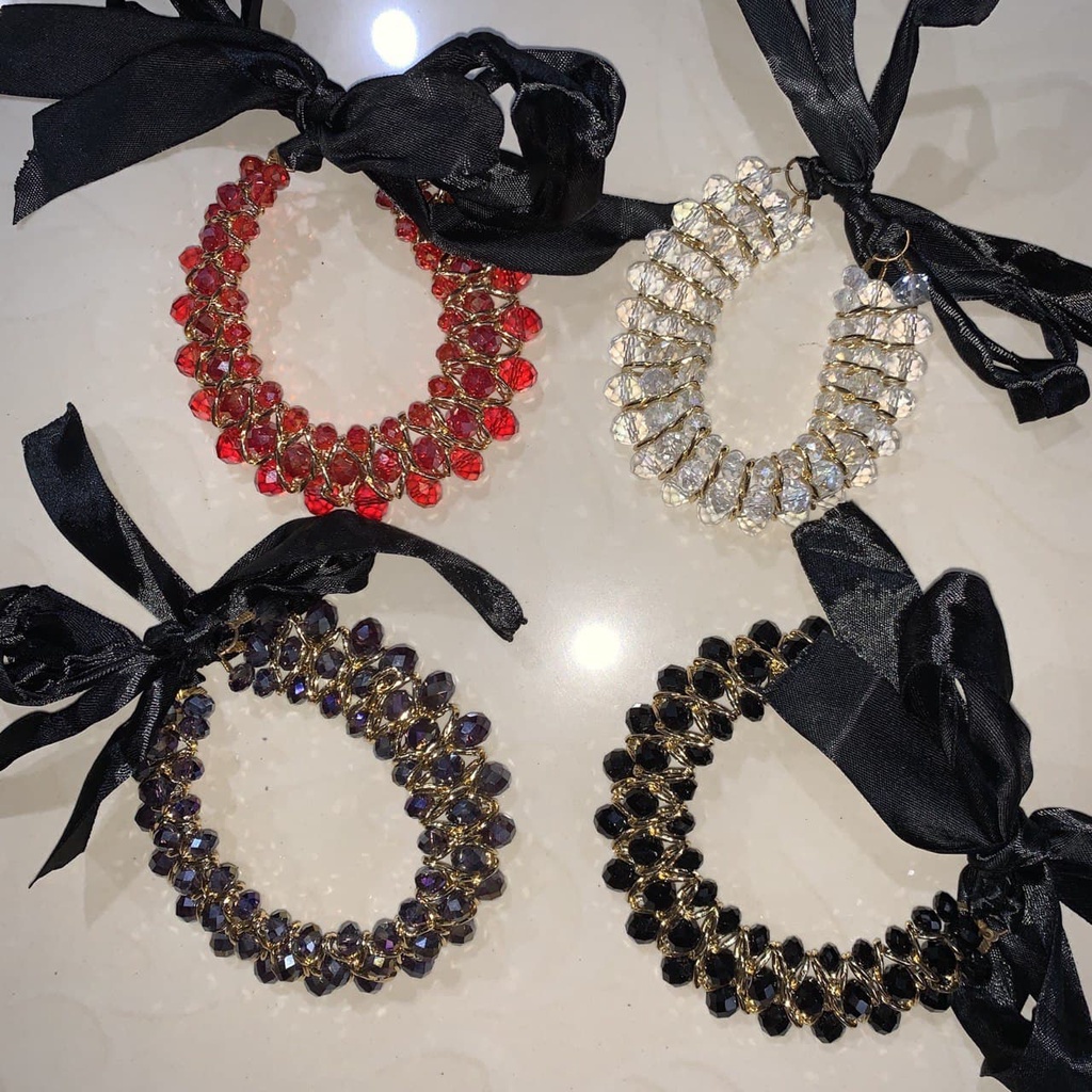 BB - Kalung choker Manik Diamante Kalung Wanita Hollow Women Lady Necklace Jewelry Aksesoris Fashion