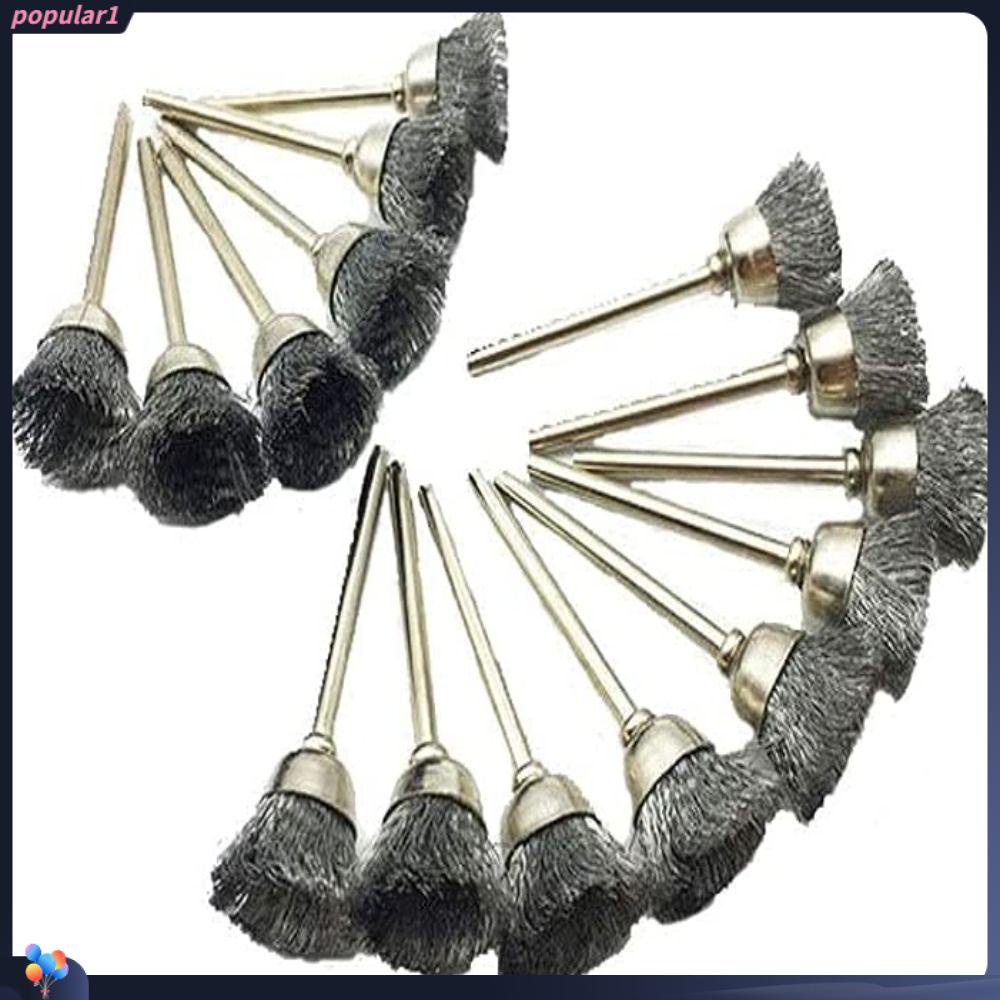 Populer 15pcs Sikat Roda Bahan Silver Kualitas Tinggi Dengan Shank1 /8Inci Kerut Kasar Untuk Alat Dremel