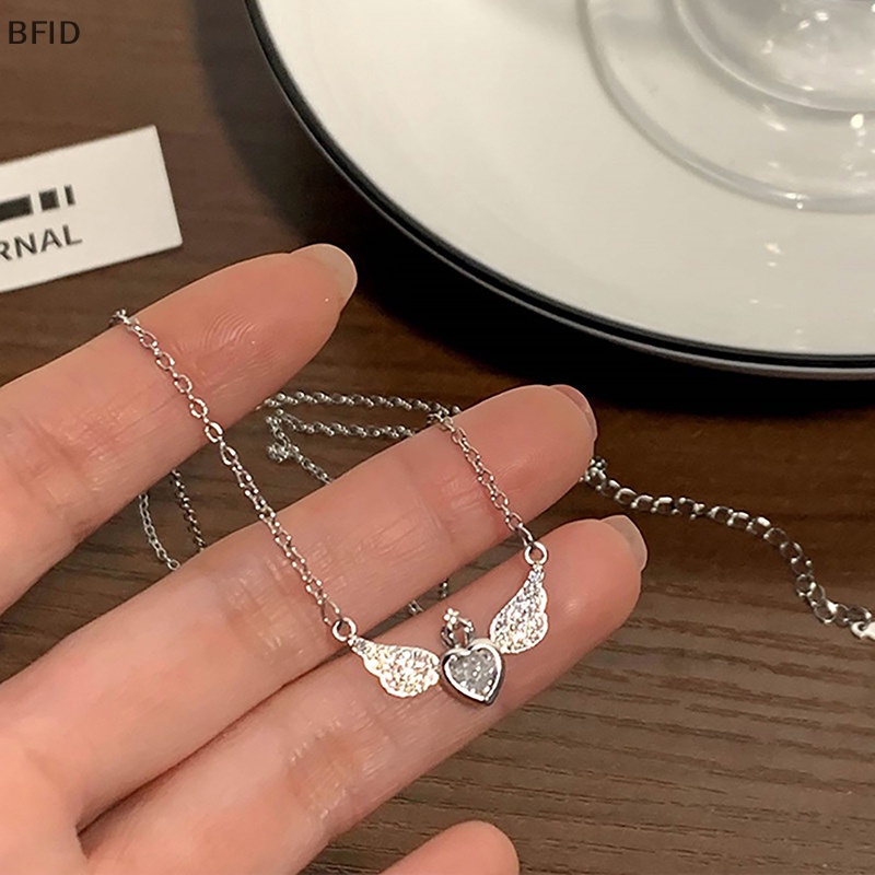 [BFID] Kalung Sayap Hati Kristal Ins Gaya Cahaya Niche Temperamen Rantai Klavikula Untuk Wanita Fashion All-match Necklace Jewelry [ID]