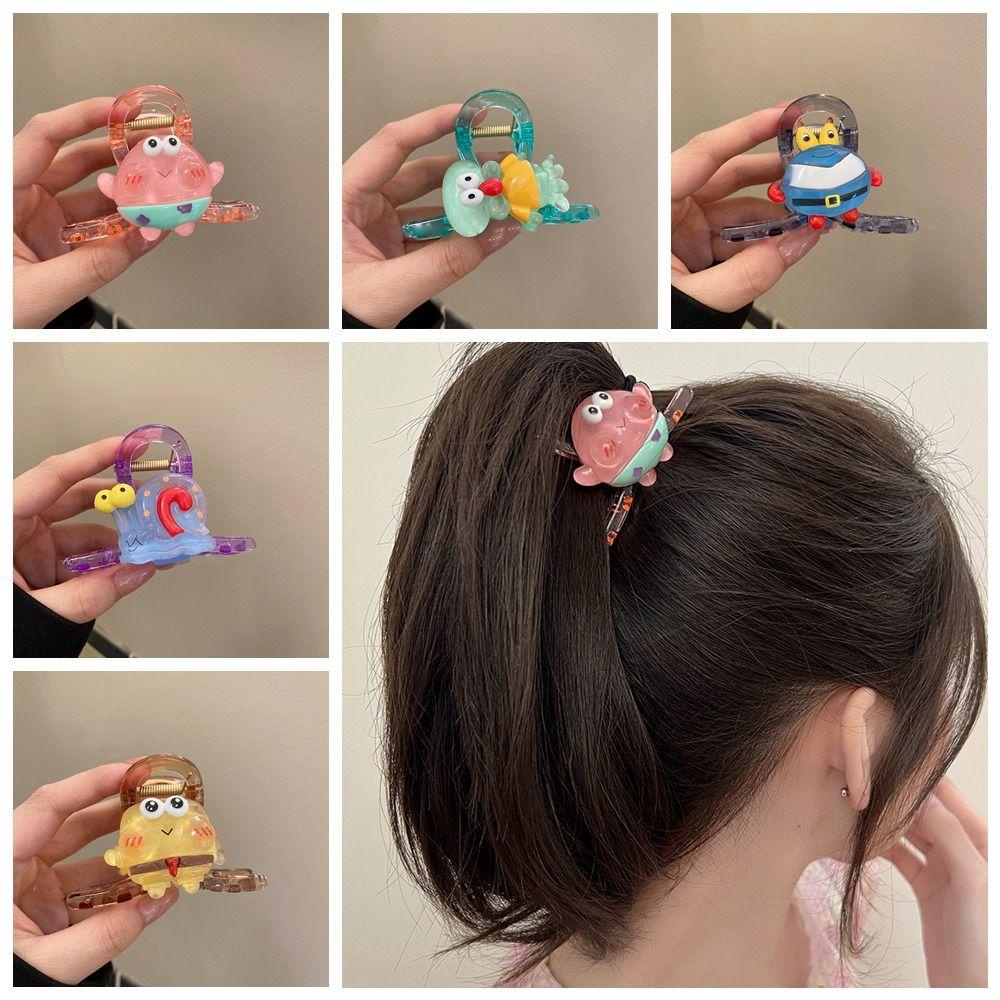 Needway Cakar Rambut Elegan Ins Patrick Star Crab Boss Ponytail Holders Jepit Untuk Wanita SpongeBob Hair Pin Untuk Wanita