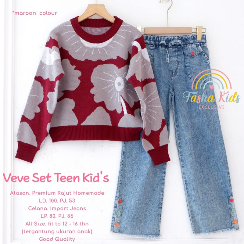 VEVE SET TEEN KIDS (12-16th) ORI FASHA KIDS | Setelan Anak Perempuan