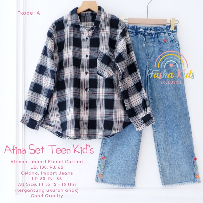 AFINA SET TEEN KIDS (12-16th) ORI FASHA KIDS | Setelan Anak Perempuan