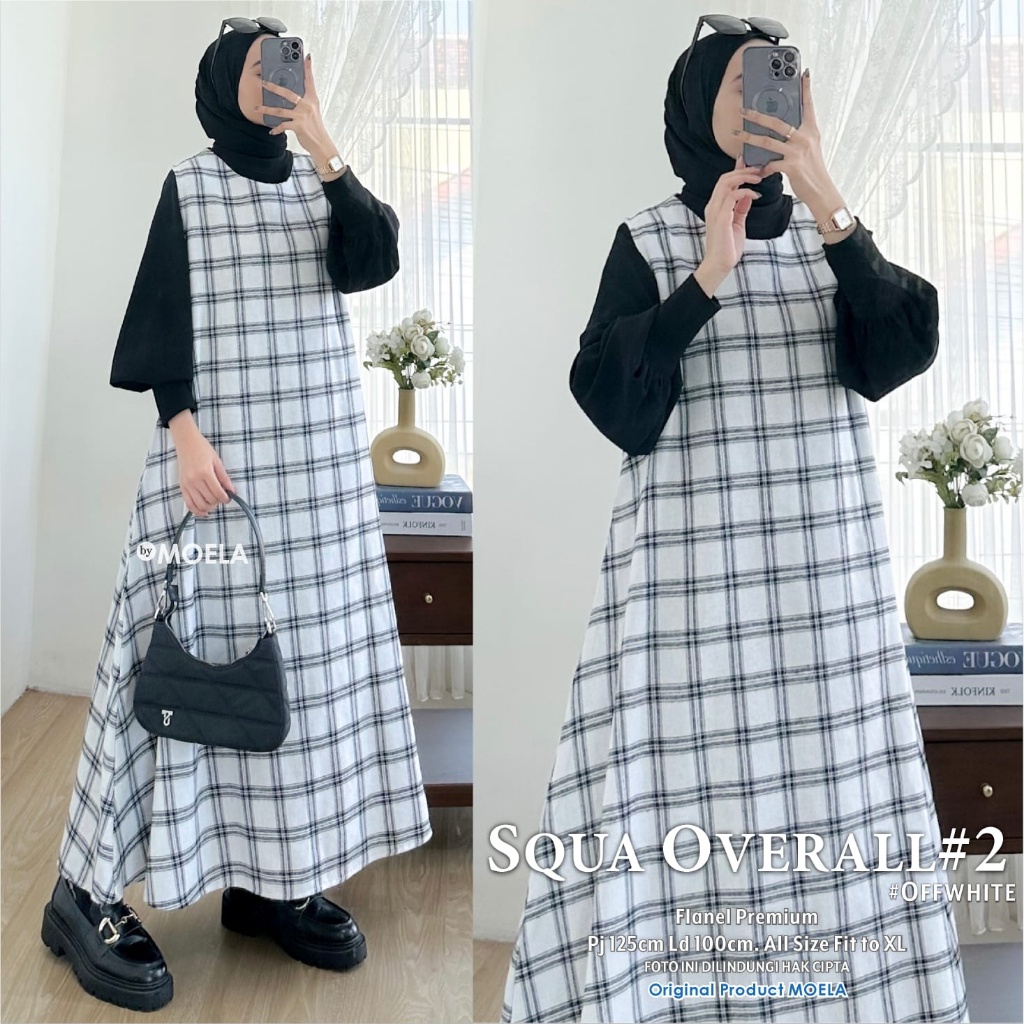 SQUA OVERALL #2 DRESS WANITA FLANEL 4 WARNA ORI MOELA