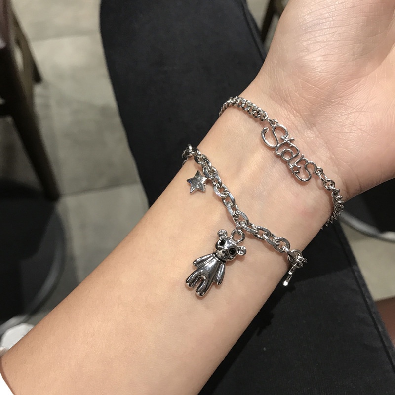 Eropa Amerika Hip-Hop Double-Layer Gelang Unik Jalan Menembak Influencer Kelinci Gelang Spaceman Bear Rabbit