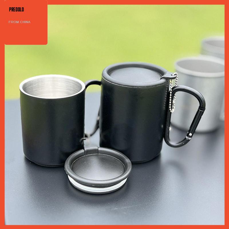 [Predolo] Mug Camping Dengan Tutup Dan Gagang Mug Kopi Untuk Pantai Indoor Dan Outdoor Rumah