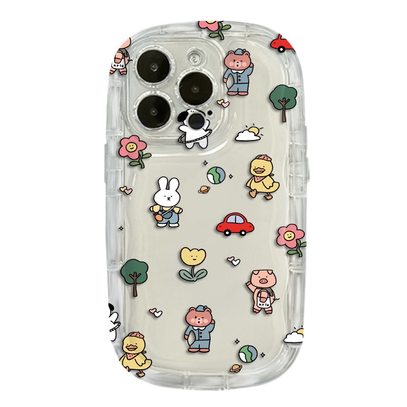 IPHONE Hewan Lucu Casing Ponsel Transparan Kompatibel Untuk Iphone14 13 12 11 Pro Max XS X Xr8 +7Plus Casing Silikon Lembut Shockproof Cover Cell Precticer