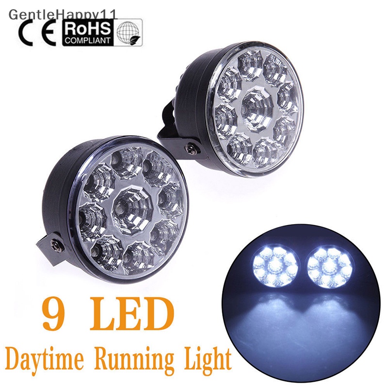 Gentlehappy 2PCS 9LED DRL Lampu Kabut Mobil Putaran Mengemudi Menjalankan Siang Hari Lampu Kepala Cahaya Putih id