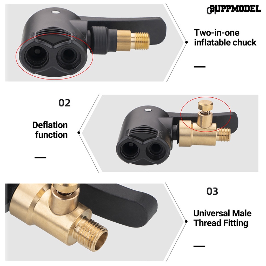 [SM] Kepala Pompa Inflator Anti Bocor Pengganti Langsung 2in1 Presta Schrader Kompatibel Konektor Pengisi Ban Mobil Untuk Sepeda