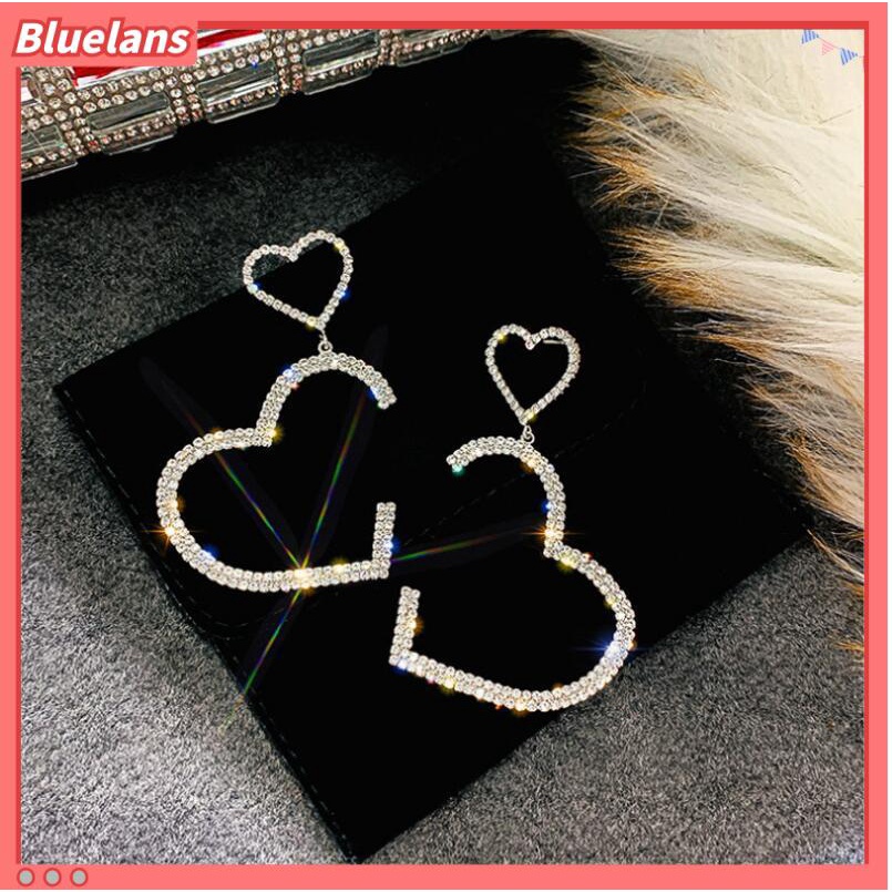 [BLS] Anting Cinta Selebriti Internet Pembukaan Rantai Cakar Panjang Anting Hati Persik Ganda Anting Berlebihan Untuk Wanita all-match