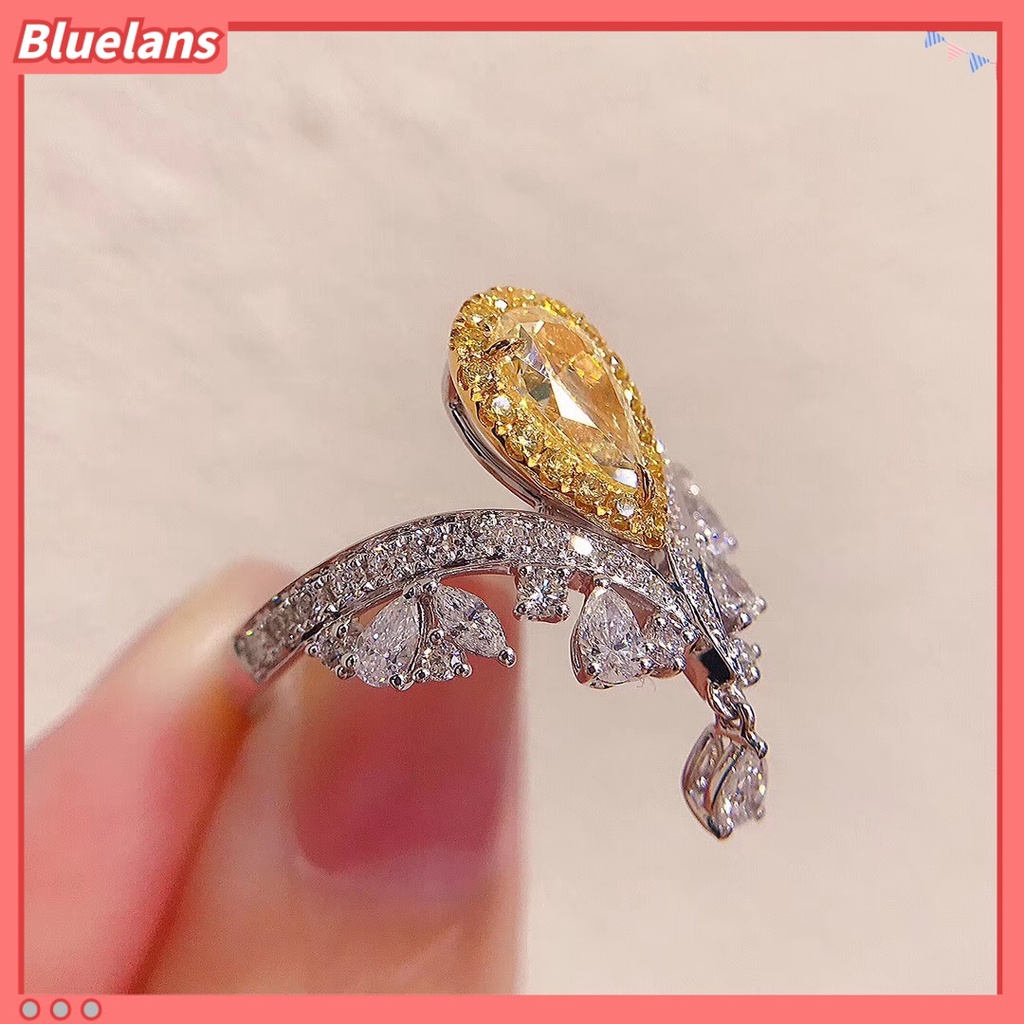 [BLS] Berlian Karbon Tinggi Impor Di Mahkota love crown rings Mewah Dan Briliant Seiko Kuning Berlian Cincin Mulut Hidup