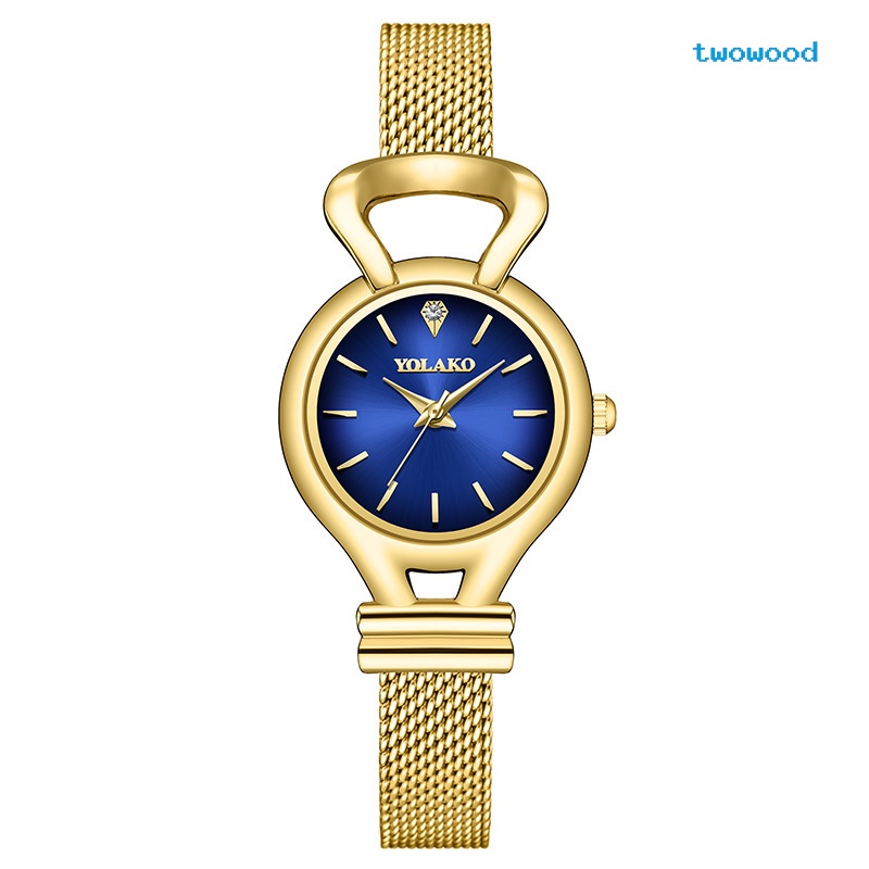 Twowood Fashion trend gold watch ladies watch Jam Tangan Wanita Milan Dengan mesh belt quartz watch