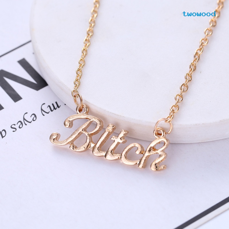 Twowood Hot selling Necklace Kalung Fashion Kalung Huruf Pendek Rantai Klavikula