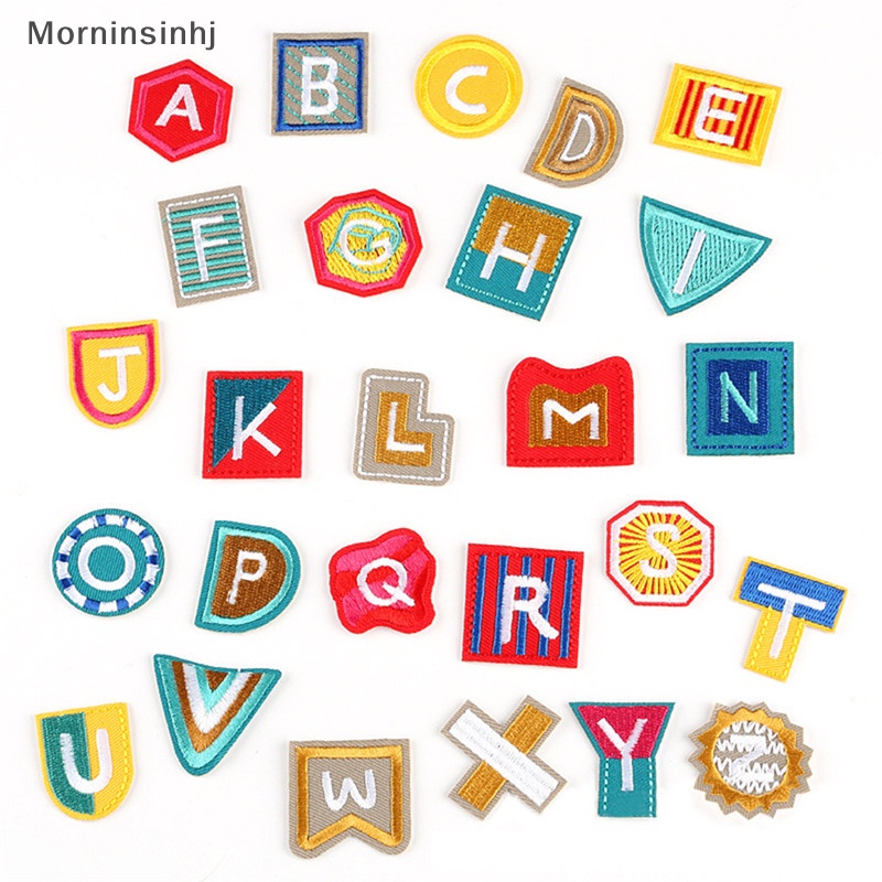 Mornin 26PCS /Set Bordir Huruf Iron On Sew On Patch Badge Kain Aplikasi Craft id