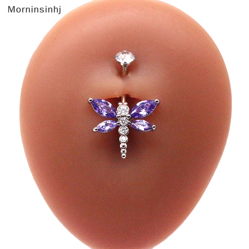 Mornin Capung Lotus Tetesan Air Delapan Trigram Kristal Pusar Cincin Benang Tusukan Pusar Cincin Tubuh Studs Perhiasan id