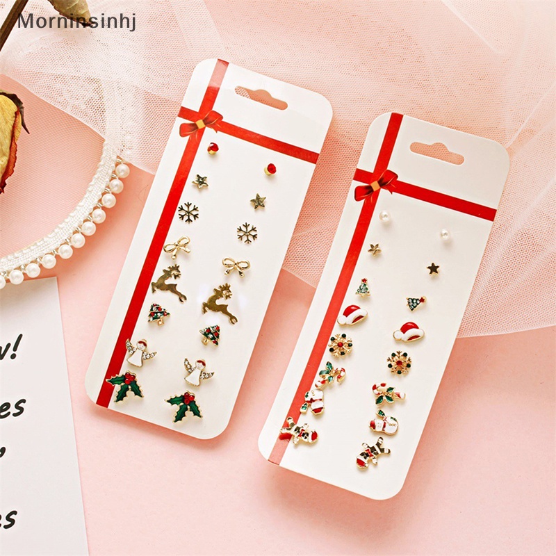 Mornin 8 Pcs/Set Kepribadian Natal Anting Perhiasan Aksesoris Set Xmas Liburan Pohon Elk Snowman Santa Anting Lucu Natal Pesta Perhiasan Hadiah Untuk Wanita Gadis Anak id