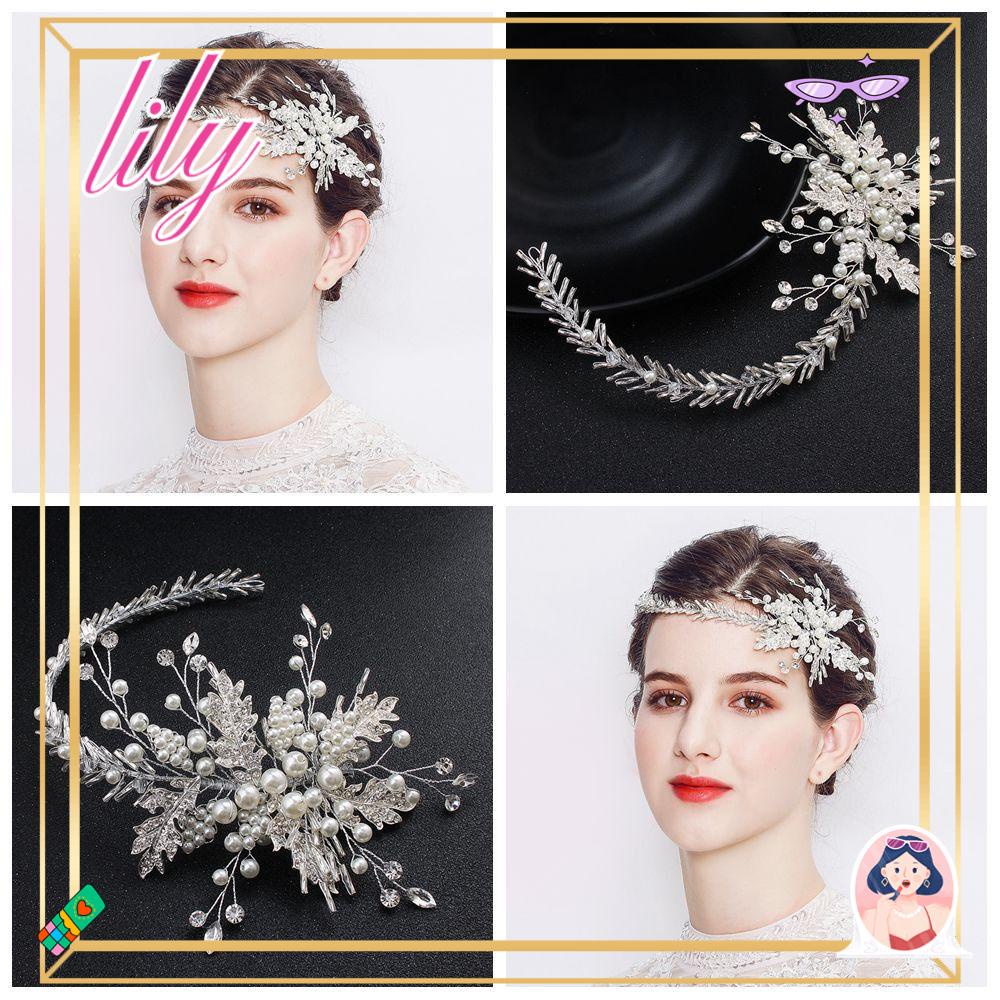 Lily Hair Band Hadiah Untuk Wanita Perhiasan Rambut Pengantin Wanita Warna Perak Perhiasan Pernikahan