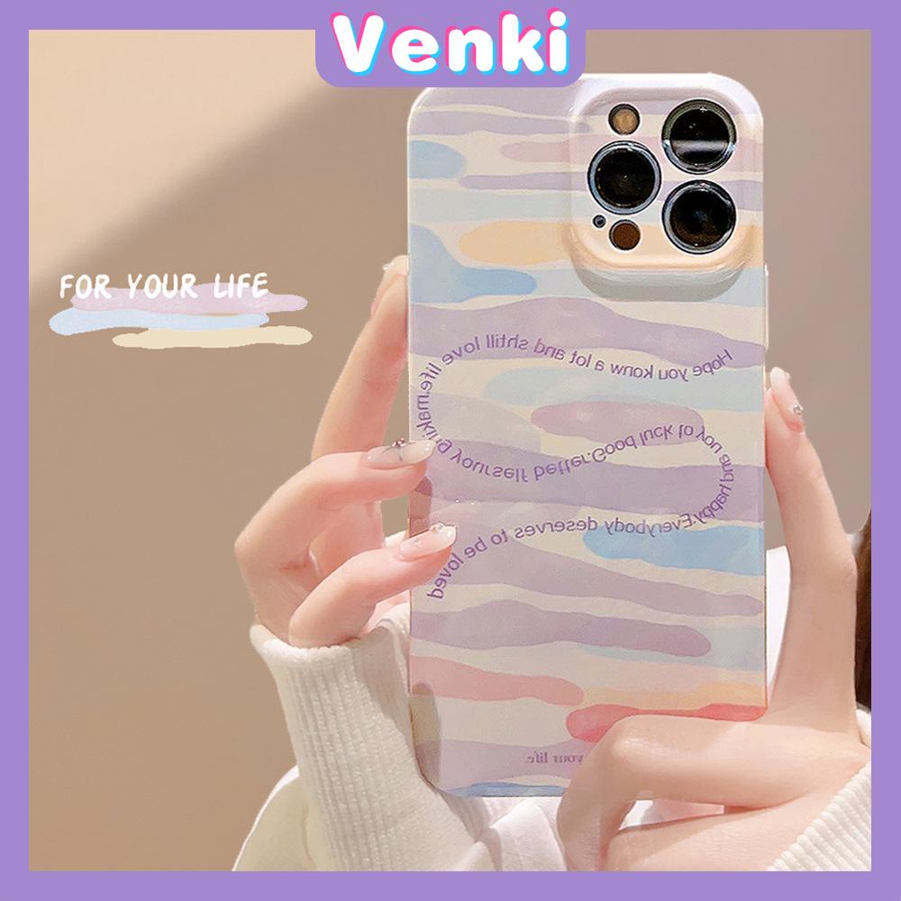 VENKI - For iPhone 11 iPhone Case Cream Glossy Film TPU Soft Shockproof Phase Cover Protection Romantic Smudged Clouds Compatible with iPhone 14 13 Pro max 12 Pro Max xr xs max 7 8