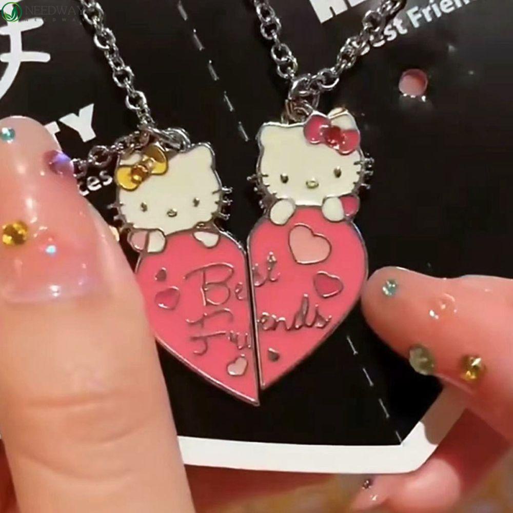 NEEDWAY Perempuan Kalung Fashion Indah Trendi Kitty Kucing Hewan Kawaii Vintage Pasangan Kalung