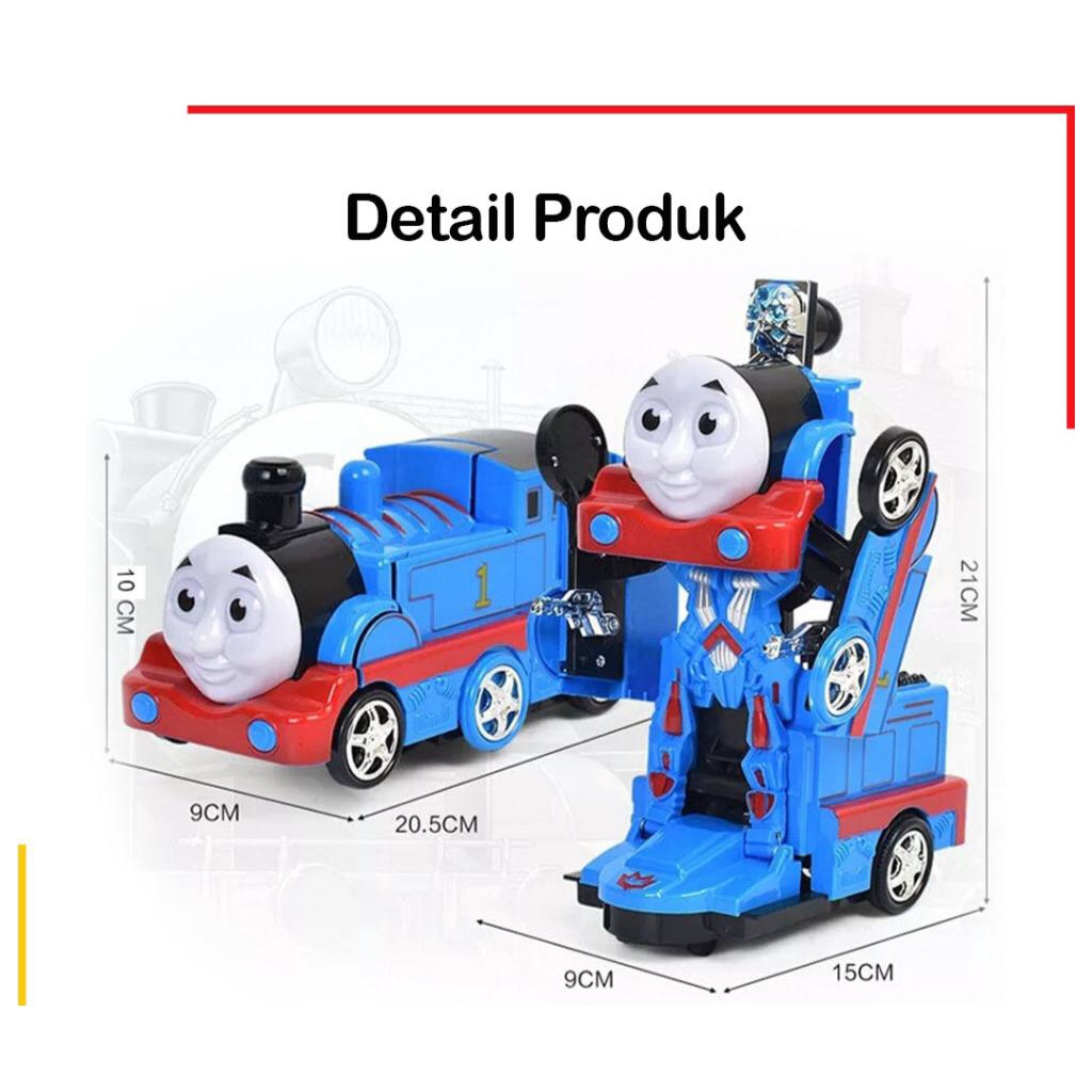 Mainan anak KERETA API THOMAS BISA JADI ROBOT 2 IN 1 THOMAS TRAIN GO GO CAR Robot Mobil Transformer Lampu Musik untuk Kado Anak