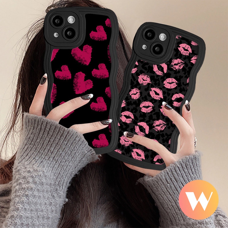 Wavy Edge Soft Cover Untuk Infinix Smart5 4 6 Plus Hot12 9 11 10 Play Hot 20 12i 10s 20s 9 10 11s 10Lite 8 12 Pro Note 10Pro 12 G96 Graffiti Love Heart Retro Leopard Lip Print Sarung