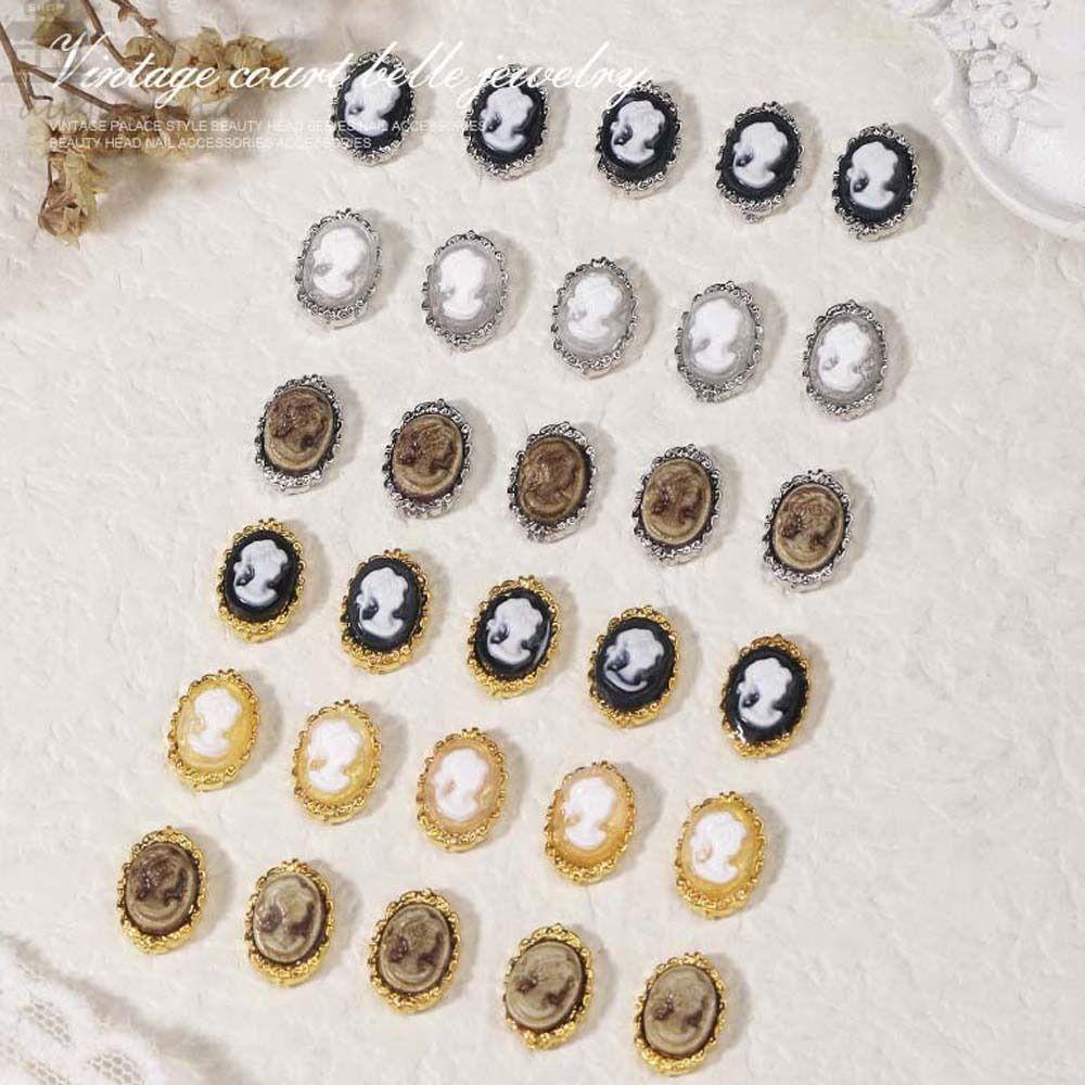 AUGUSTINA Agustina Dekorasi Kuku Wanita Retro Manicure Aksesoris Gaya Klasik Eropa Baroque Court Nail Ornament 3D Nail Art Drills