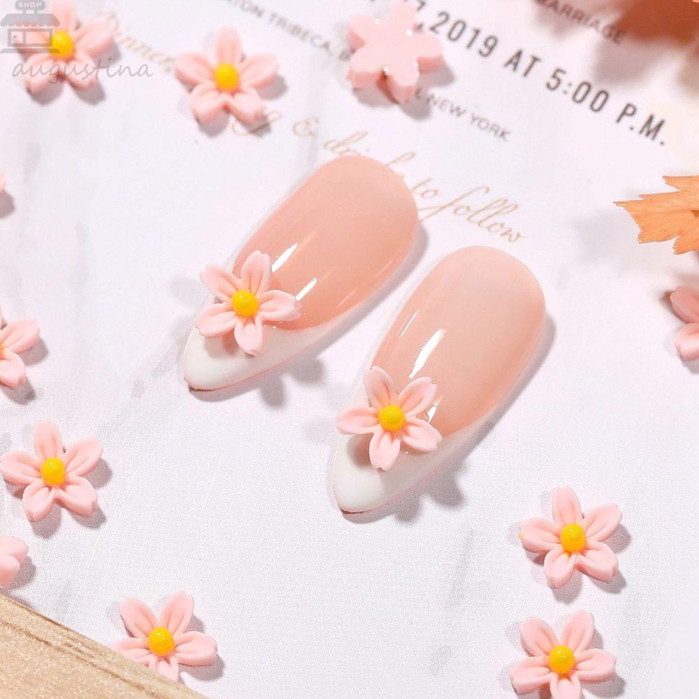AUGUSTINA Augustina Nail Art Charms Elegan Resin Nail Beauty Hiasan Kuku Manikur Aksesoris Lima Kelopak Floret Dekorasi Kuku