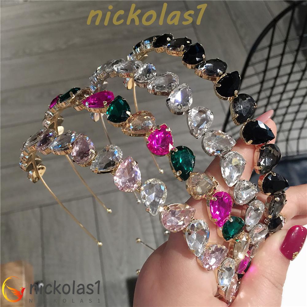 NICKOLAS1 Berlian Imitasi Rambut Hoop Mahkota Mewah Wanita Pengantin Hairband Bulang Aksesoris Rambut