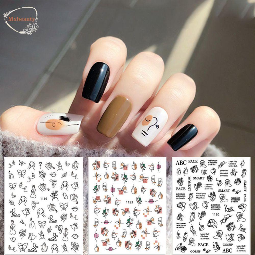 MXBEAUTY Stiker Kuku Wanita Fashion Salon Kuku Perekat Diri Decal Nail Sliders Manicuring Sticker