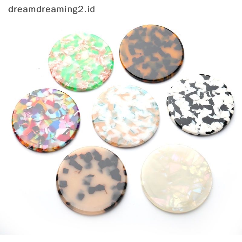 (drea) Cermin Rias Bahan Asam Asetat Compact Mini Round Cosmetic Pocket Mirror //