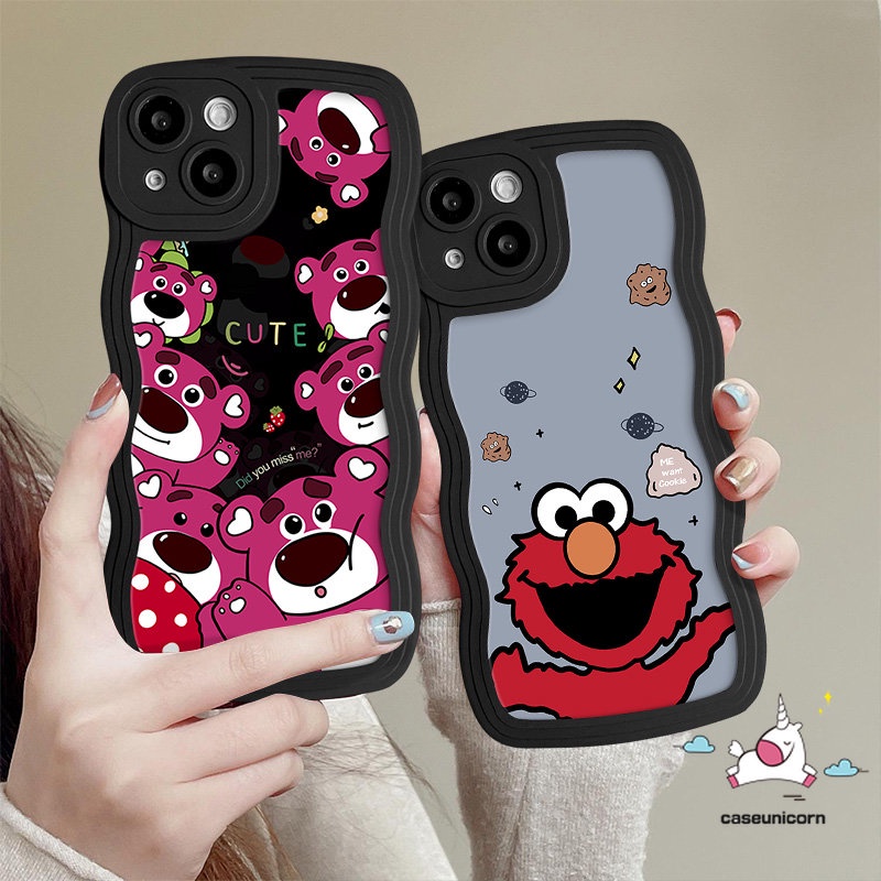 Casing Untuk Redmi A1 10C A1+ 10 A2+ 12C 9 9A 9T A2 10A 9C Note10 8 11 9 Pro 11s 10s 9s Mi 11T Pro POCO X3 M3 NFC Pro Cute Strawberry Bear Kartun Sesame Street Soft Case Wavy Edge