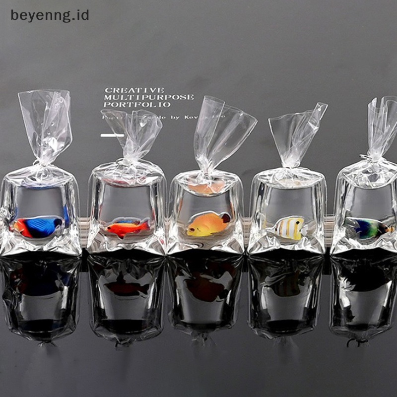 Beyen 1pc Resin Ikan Mas Ch Ikan Kecil Dalam Liontin Kantong Air Untuk Gantungan Kunci Diy ID