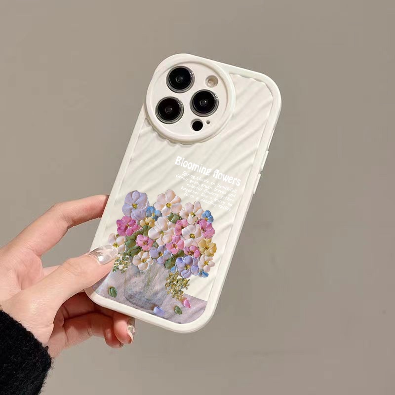 IPHONE Casing Ponsel Riak Air Bunga Mekar Kompatibel Untuk Iphone11 13 12 14 Pro Max14 Plus XR X XS MAX 7Plus 8Plus 7 8 SE 2020 2022 Sarung Tahan Guncangan
