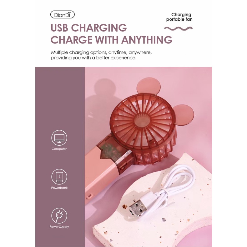 Kipas Angin Mini Fan Portabel Genggam DianDi SQ2259 Kipas Lucu Rusa