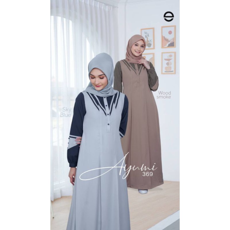 Ori Promo Gamis Ethica Ayumi 369 Woodsmoke Ayumi 369 Sky Blue